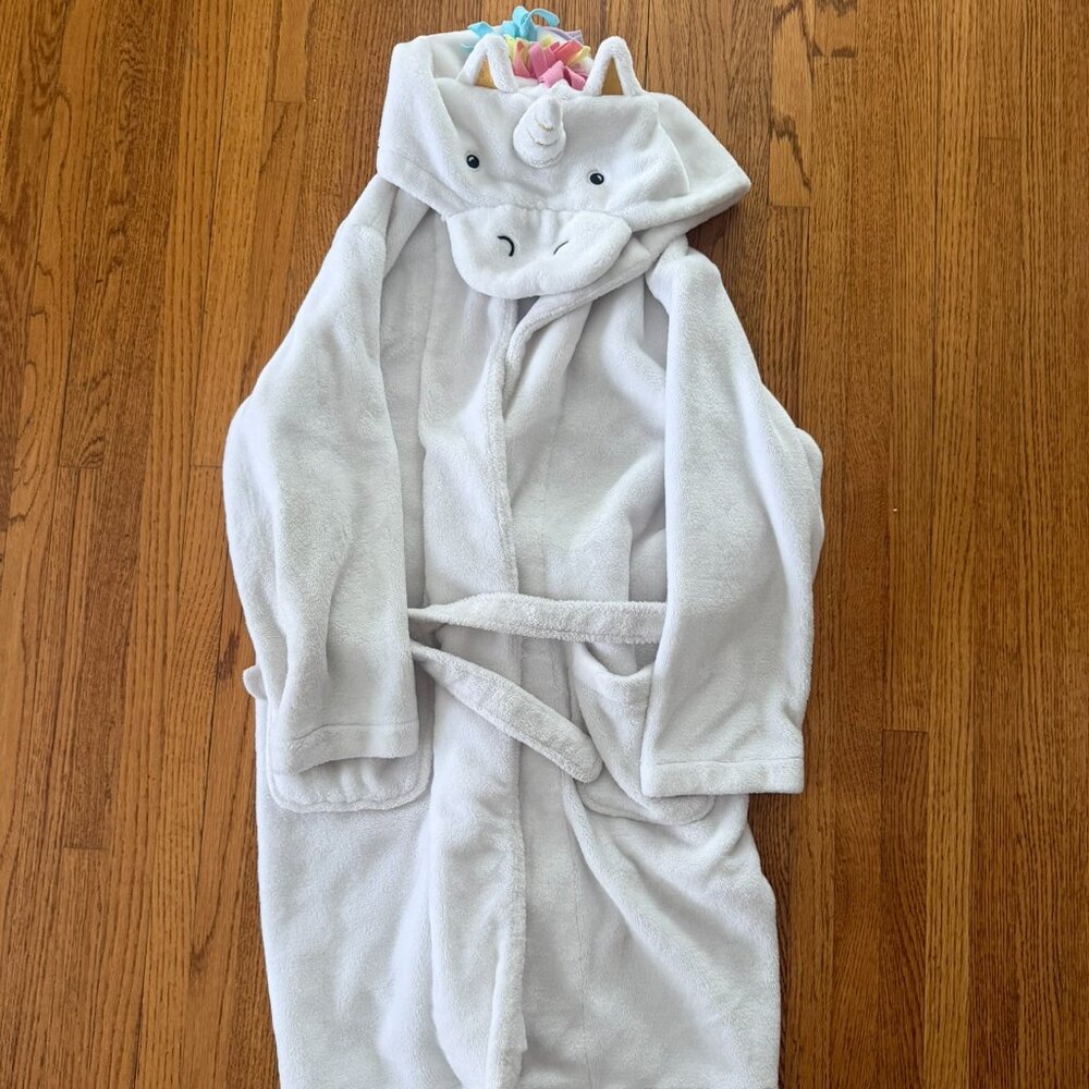 Pottery Barn Kids Plush Unicorn Robe Size 8-10